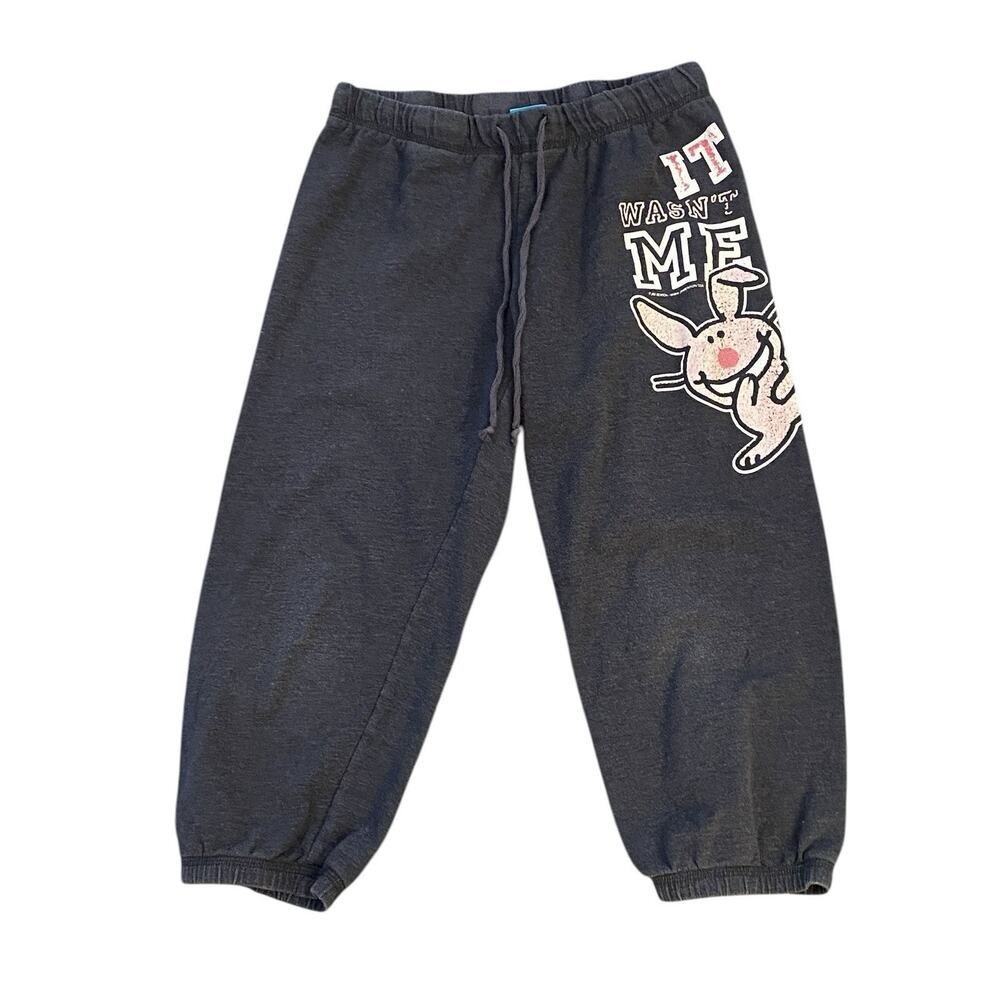 Happy Bunny Vintage Y2K Gray Capri Sweatpants Pants Girls 7/8